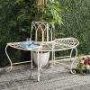 SAFAVIEH Outdoor Furniture Collection – Abia Antique Blue Distressed Wrought Iron 50-Inch Curved Tree Bench, Garden & Patio Seating (PAT5018C)(Distressed White)