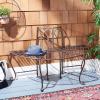 SAFAVIEH Outdoor Furniture Collection – Abia Antique Blue Distressed Wrought Iron 50-Inch Curved Tree Bench, Garden & Patio Seating (PAT5018C)(Rustic Brown)