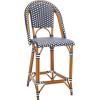 SAFAVIEH Outdoor Patio Furniture California Navy & White Faux Wicker 25-inch Seat Height Counter Stool (Fully Assembled)(Navy/White)