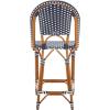 SAFAVIEH Outdoor Patio Furniture California Navy & White Faux Wicker 25-inch Seat Height Counter Stool (Fully Assembled)(Navy/White)