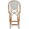 SAFAVIEH Outdoor Patio Furniture California Navy & White Faux Wicker 25-inch Seat Height Counter Stool (Fully Assembled)(White/Navy)