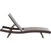 SAFAVIEH Outdoor Patio Furniture Collection – Alex Brown & Taupe Quick Dry Foam Lounger, Adjustable Outdoor Chaise, Modern Curved Design (PAT7545B)(Brown/Taupe)