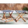 SAFAVIEH Outdoor Patio Furniture Collection – Breanne Natural & Navy Striped Outdoor Stool Set of 2, Solid Wood Folding Accent Seating (PAT7053C-SET2)(Natural / Navy Stripe)