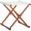 SAFAVIEH Outdoor Patio Furniture Collection – Breanne Natural & Navy Striped Outdoor Stool Set of 2, Solid Wood Folding Accent Seating (PAT7053C-SET2)(Natural / Beige)