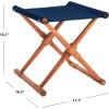 SAFAVIEH Outdoor Patio Furniture Collection – Breanne Natural & Navy Striped Outdoor Stool Set of 2, Solid Wood Folding Accent Seating (PAT7053C-SET2)(Natural / Navy)