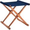 SAFAVIEH Outdoor Patio Furniture Collection – Breanne Natural & Navy Striped Outdoor Stool Set of 2, Solid Wood Folding Accent Seating (PAT7053C-SET2)(Natural / Navy)