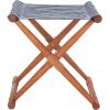 SAFAVIEH Outdoor Patio Furniture Collection – Breanne Natural & Navy Striped Outdoor Stool Set of 2, Solid Wood Folding Accent Seating (PAT7053C-SET2)(Natural / Navy Stripe)