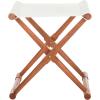 SAFAVIEH Outdoor Patio Furniture Collection – Breanne Natural & Navy Striped Outdoor Stool Set of 2, Solid Wood Folding Accent Seating (PAT7053C-SET2)(Natural / Beige)