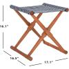 SAFAVIEH Outdoor Patio Furniture Collection – Breanne Natural & Navy Striped Outdoor Stool Set of 2, Solid Wood Folding Accent Seating (PAT7053C-SET2)(Natural / Navy Stripe)