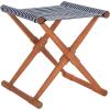 SAFAVIEH Outdoor Patio Furniture Collection – Breanne Natural & Navy Striped Outdoor Stool Set of 2, Solid Wood Folding Accent Seating (PAT7053C-SET2)(Natural / Navy Stripe)