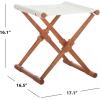 SAFAVIEH Outdoor Patio Furniture Collection – Breanne Natural & Navy Striped Outdoor Stool Set of 2, Solid Wood Folding Accent Seating (PAT7053C-SET2)(Natural / Beige)