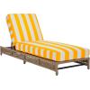 SAFAVIEH Outdoor Patio Furniture Collection – Callan Heather Tan Rope & White Cushion Lounger, Fully Assembled Outdoor Chaise, Modern Low-Profile Design (PAT7547A)(Heather Tan/Yellow Stripe)