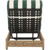 SAFAVIEH Outdoor Patio Furniture Collection – Callan Heather Tan Rope & White Cushion Lounger, Fully Assembled Outdoor Chaise, Modern Low-Profile Design (PAT7547A)(Heather Tan/Hunter Green Stripe)