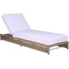 SAFAVIEH Outdoor Patio Furniture Collection – Callan Heather Tan Rope & White Cushion Lounger, Fully Assembled Outdoor Chaise, Modern Low-Profile Design (PAT7547A)(Heather Tan/White)