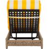 SAFAVIEH Outdoor Patio Furniture Collection – Callan Heather Tan Rope & White Cushion Lounger, Fully Assembled Outdoor Chaise, Modern Low-Profile Design (PAT7547A)(Heather Tan/Yellow Stripe)