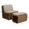 SAFAVIEH Outdoor Patio Furniture Collection – Drew Rattan Lounge Chair & Ottoman Set with Cushions, Fully Assembled (PAT7542)(Natural/Taupe)