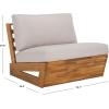 SAFAVIEH Outdoor Patio Furniture Collection – Dune Lounge Chair Set of 2, Solid Wood Outdoor Seating with Light Grey Cushions, Modern Relaxed Design (PAT7328B-SET2)(Natural/Light Grey)
