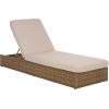 SAFAVIEH Outdoor Patio Furniture Collection – Emma Natural & Taupe Cushion Lounger, Adjustable Rattan Outdoor Reclining Chaise (PAT7562A)(Natural/Taupe)
