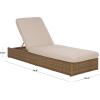 SAFAVIEH Outdoor Patio Furniture Collection – Emma Natural & Taupe Cushion Lounger, Adjustable Rattan Outdoor Reclining Chaise (PAT7562A)(Natural/Taupe)