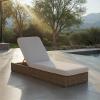 SAFAVIEH Outdoor Patio Furniture Collection – Emma Natural & Taupe Cushion Lounger, Adjustable Rattan Outdoor Reclining Chaise (PAT7562A)(Natural/Taupe)