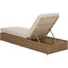 SAFAVIEH Outdoor Patio Furniture Collection – Emma Natural & Taupe Cushion Lounger, Adjustable Rattan Outdoor Reclining Chaise (PAT7562A)(Natural/Taupe)