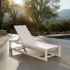SAFAVIEH Outdoor Patio Furniture Collection – Logan Black & Black Aluminum Lounger, Adjustable Modern Outdoor Reclining Chaise (PAT7561A)(White/White)