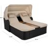 SAFAVIEH Outdoor Patio Furniture Collection – Victoria Black & Taupe Double Daybed, Rattan Canopy Lounger with Reversible Cushions (PAT7759B)(Black/Taupe)