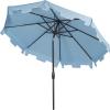 SAFAVIEH Outdoor Zimmerman UV Protected 11-ft Round Market Umbrella(Baby Blue/White)