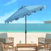SAFAVIEH Outdoor Zimmerman UV Protected 11-ft Round Market Umbrella(Baby Blue/White)
