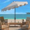 SAFAVIEH Outdoor Zimmerman UV Protected 11-ft Round Market Umbrella(Beige/White)