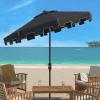 SAFAVIEH Outdoor Zimmerman UV Protected 11-ft Round Market Umbrella(Black)