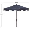SAFAVIEH Outdoor Zimmerman UV Protected 11-ft Round Market Umbrella(Navy/White)