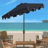 SAFAVIEH Outdoor Zimmerman UV Protected 11-ft Round Market Umbrella(Navy/White)