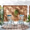 SAFAVIEH PAT3004A-SET2 Outdoor Broderick Matte White Stackable Spindle Back(Navy)