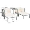 SAFAVIEH PAT6762A Outdoor Collection Ronson 5-Piece Dining Set(Ash Grey/Beige)