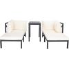 SAFAVIEH PAT6762A Outdoor Collection Ronson 5-Piece Dining Set(Dark Slate Gray/Beige)