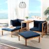 SAFAVIEH PAT6762A Outdoor Collection Ronson 5-Piece Dining Set(Natural/Navy)
