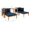 SAFAVIEH PAT6762A Outdoor Collection Ronson 5-Piece Dining Set(Natural/Navy)