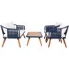 SAFAVIEH PAT7049A Collection Raldin Rope Natural(Navy / Beige)
