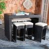 SAFAVIEH PAT7502A Outdoor Collection Horus Black and Beige Cushions 7-Piece Dining Set(Black/Beige)