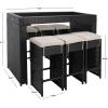 SAFAVIEH PAT7502A Outdoor Collection Horus Black and Beige Cushions 7-Piece Dining Set(Black/Light Grey)