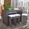SAFAVIEH PAT7502A Outdoor Collection Horus Black and Beige Cushions 7-Piece Dining Set(Grey Brown/White)