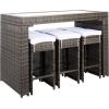 SAFAVIEH PAT7502A Outdoor Collection Horus Black and Beige Cushions 7-Piece Dining Set(Grey Brown/White)