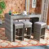 SAFAVIEH PAT7502A Outdoor Collection Horus Black and Beige Cushions 7-Piece Dining Set(Grey/Grey)