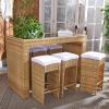SAFAVIEH PAT7502A Outdoor Collection Horus Black and Beige Cushions 7-Piece Dining Set(Natural/White)