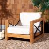 Safavieh CPT1009A Couture Curacao Brazilian Teak Outdoor Patio Club Chair, Natural/White