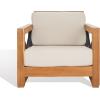 Safavieh CPT1009A Couture Curacao Brazilian Teak Outdoor Patio Club Chair, Natural/White