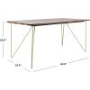 Safavieh Couture Home Captain Modern Walnut and Brass Hairpin Leg Dining Table