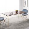Safavieh Couture Home Captain Modern Walnut and Brass Hairpin Leg Dining Table