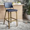 Safavieh Home Collection Deltana Beige Indoor/ Outdoor Barstool(Navy)